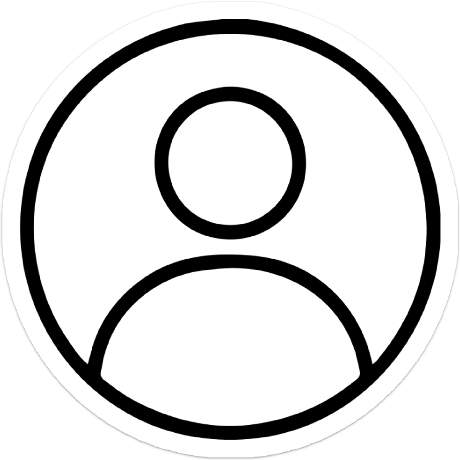minimalist outline logo of a single person in a circle with simple geometric lines sticker