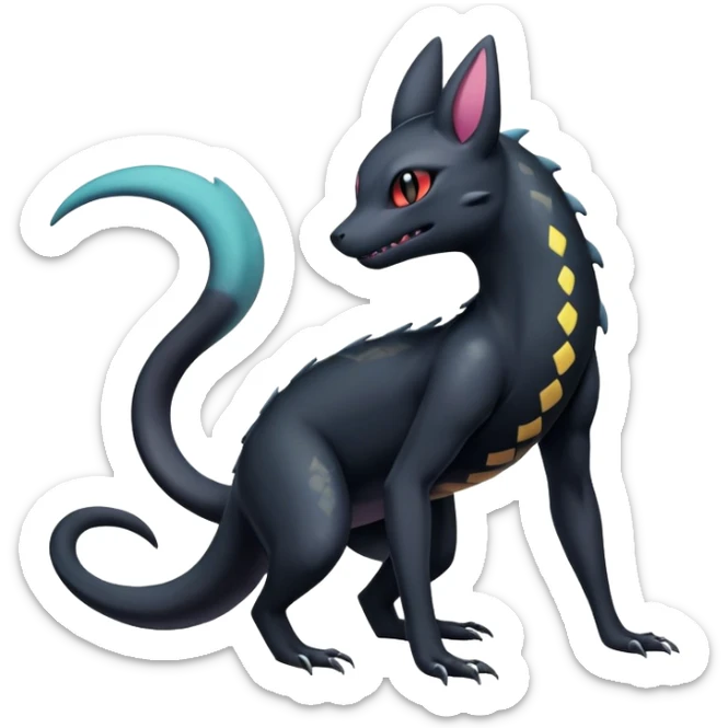 Pastel Salandit-Umbreon-Fakémon-hybrid-creature (full body)  sticker