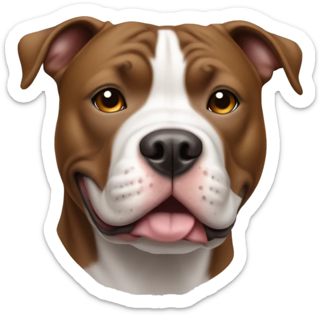 Pitt bull dog with all white face and eyes and brown ears and nose  sticker