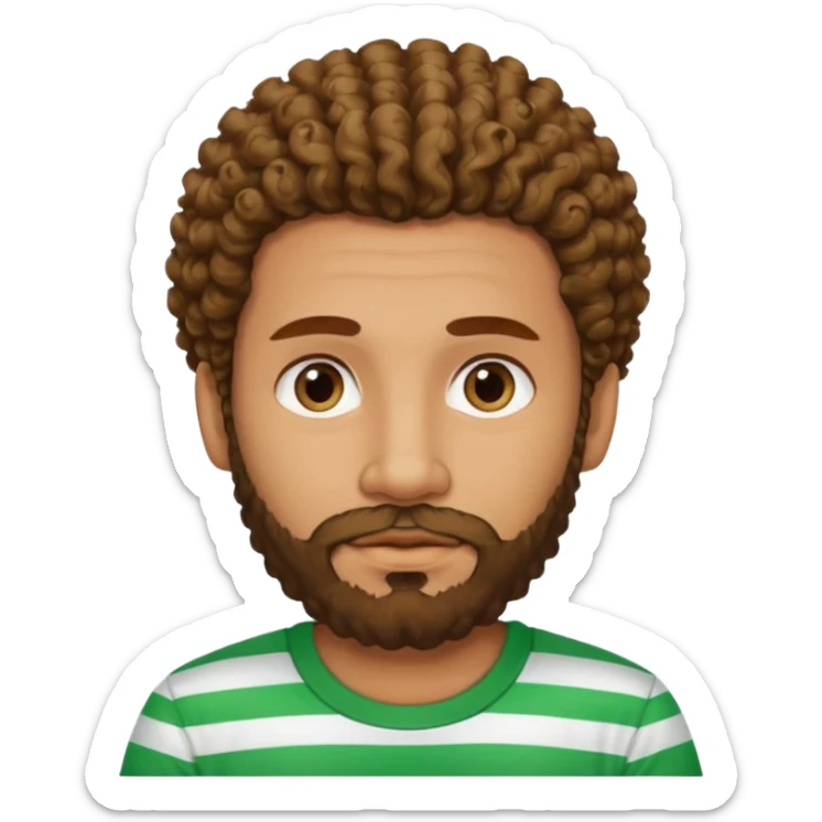 Cuban guy with curly haur and beard with a shirt of green stripes  sticker