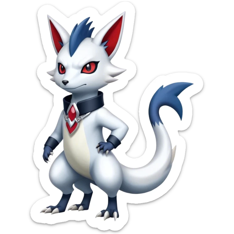 Cool Edgy Nargacuga-Absol-Zangoose-Sneasel-Quilava with a collar on, full body sticker