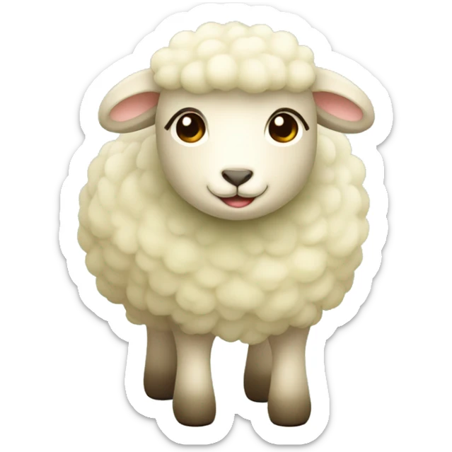 Cute sheep whit soft green legs and color beige cream body and face sticker