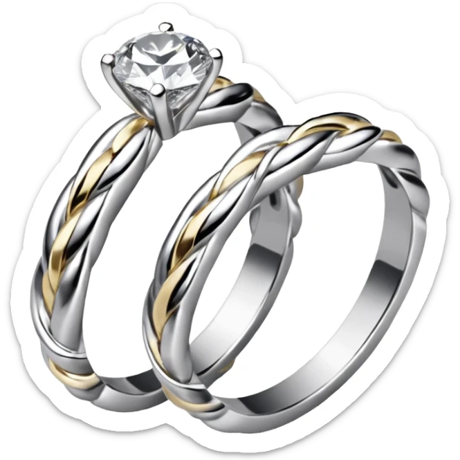 Diamond ring 💍 2 rings  twist with each other like engagement rings for man and women sticker