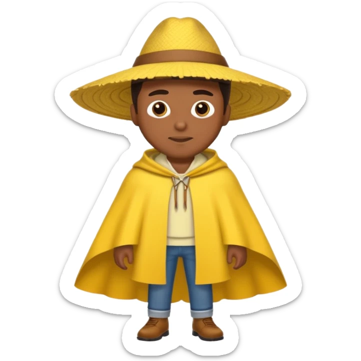 brown skin man with fashion yellow pancho sticker