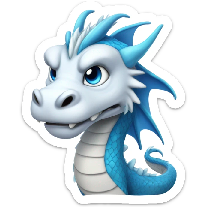 Haku the white and blue furry Asian Dragon from Spirited Away sticker