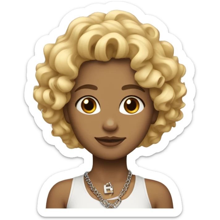 blonde girl curly hair with cross necklace sticker