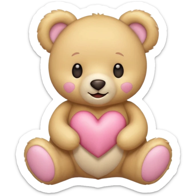 Teddy bear with a heart in soft pink, beige and yellow pastel colors sticker