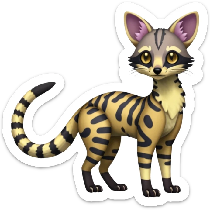 Rare warm-colored exotic edgy epic aesthetic gloomy spooky dark modern colorful cyber-Genet-Trico-species-Fakemon-hybrid-creature, with beautiful intricate markings, full body sticker