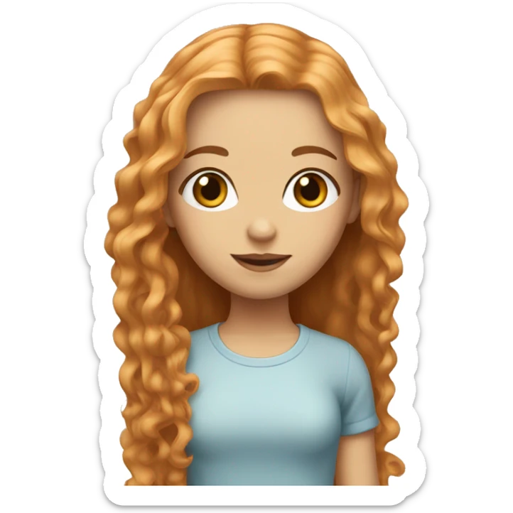 A girl with long strawberry blonde hair and brown eyes  sticker