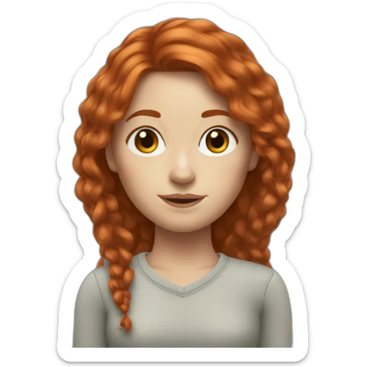 Redhead woman freckles Long hair Center parting sticker