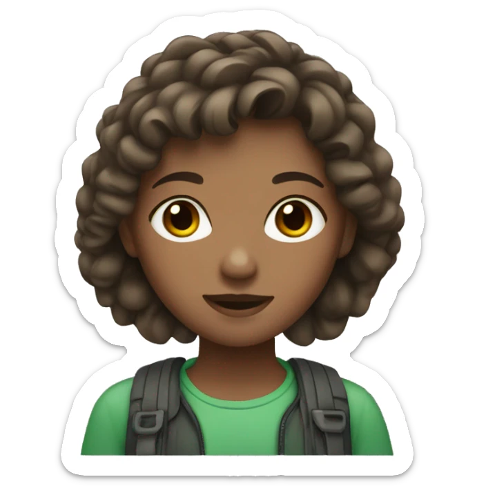 Girl with greens-gray eyes and brown hair sticker