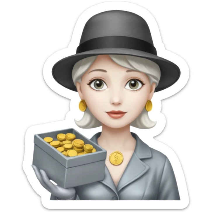 Living statue (silver paint),Street Performers,background street setup, with coins box. sticker