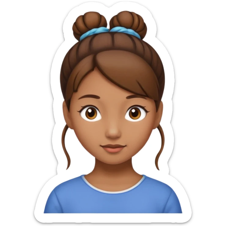 Girl with light brow skin and brown hair in bun sticker