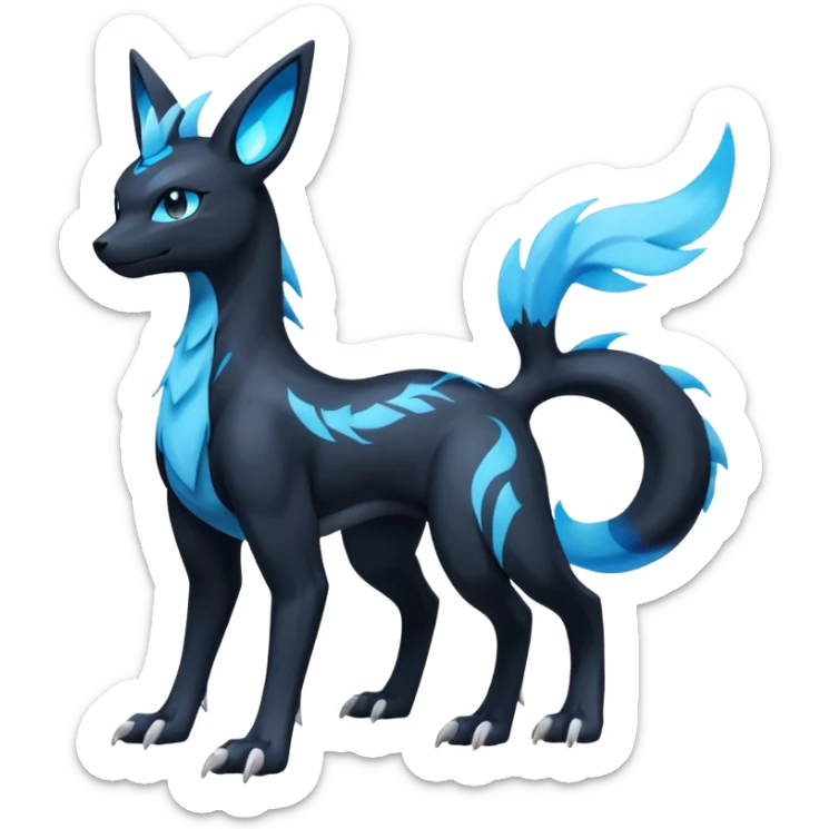 Manectric-Electrike-Lugia-Umbreon-Draco-Fakémon-hybrid-creature (full body), 4 legs sticker