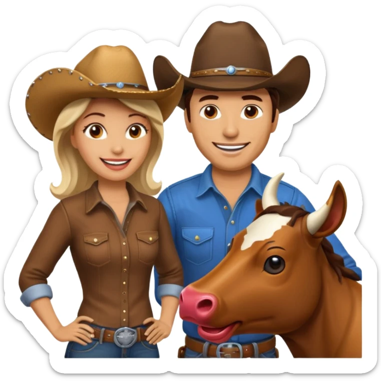 40 year old women talking to a man in front of a mechanical bull sticker