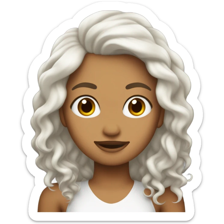 Chica de piel blanca con ondas en el pelo y castaña oscura sticker
