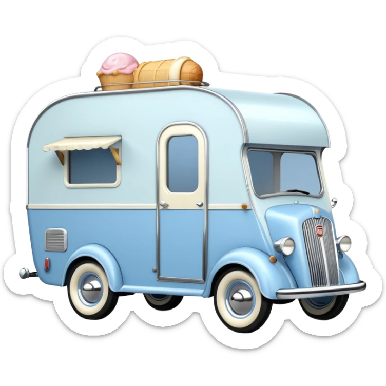 hot rod ice cream caravan,1935 fiat trailer,pearl blue  sticker
