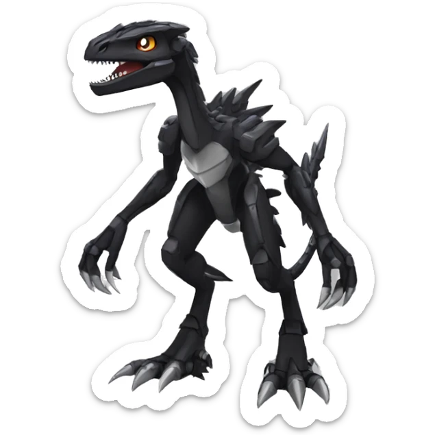  Edgy Black Digimon-Fakemon-Velociraptor-Dragon-Mecha full body sticker