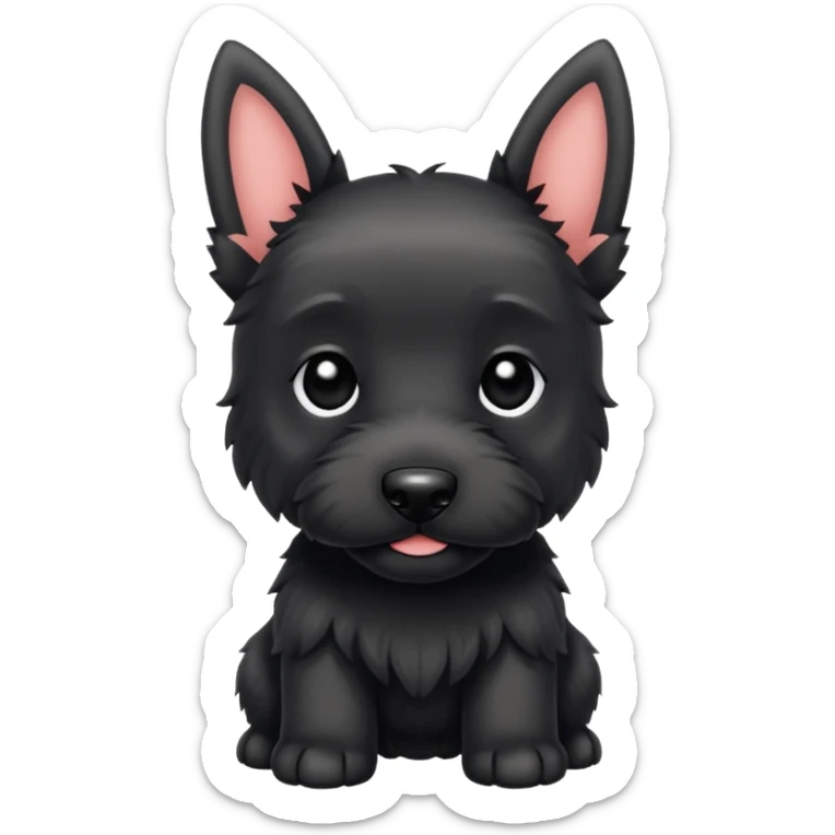 A cute small scotish terroir puppy that has beady black eyes, a non cropped tail and black fur.  sticker