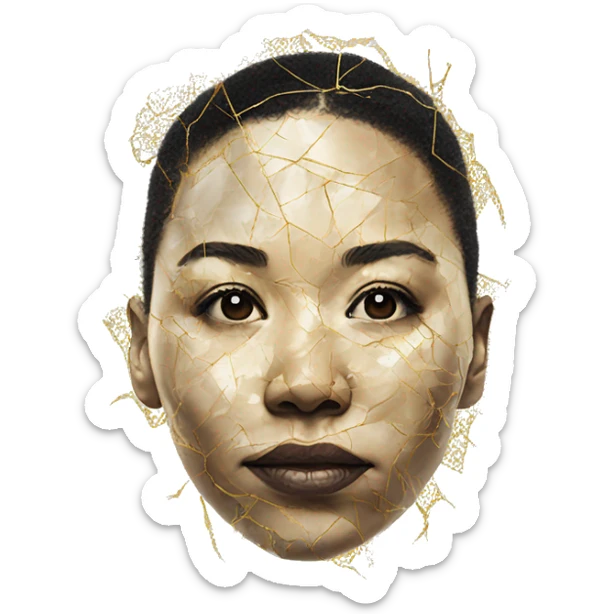 Person face portrait made entirely of galactic kintsugi sticker