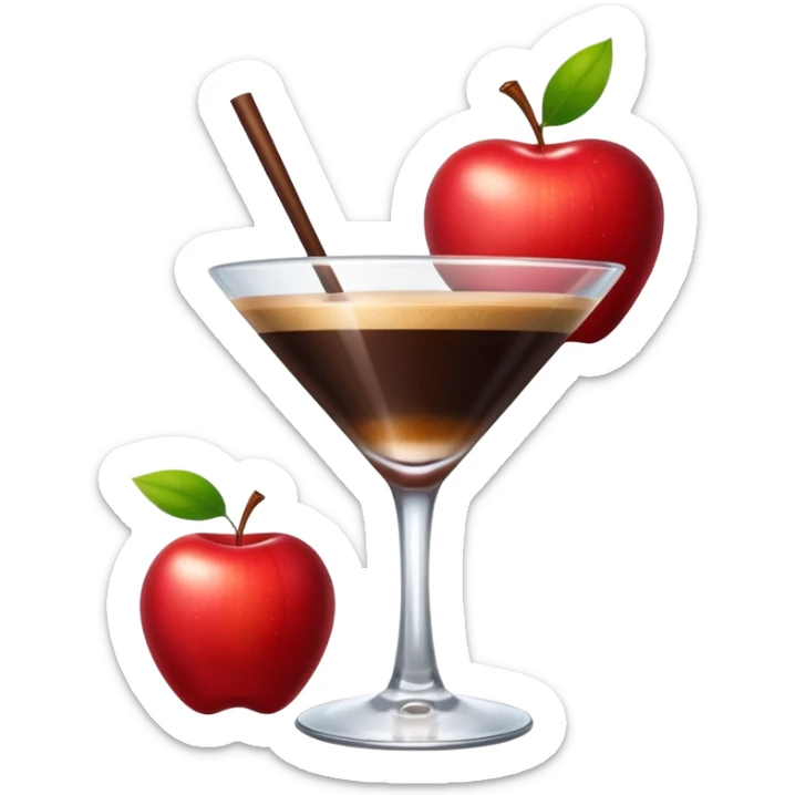 The apple heart eye emoji except the emoji has espresso martinis for eyes sticker