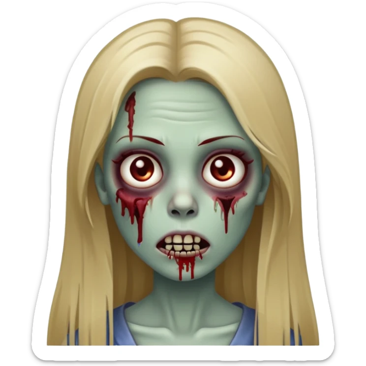 zombie girl with long straight dark blonde hair sticker