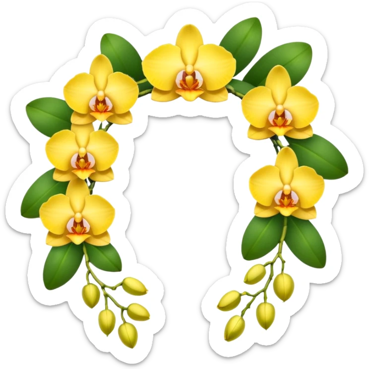 Yellow orchid flower of indian wedding garland sticker