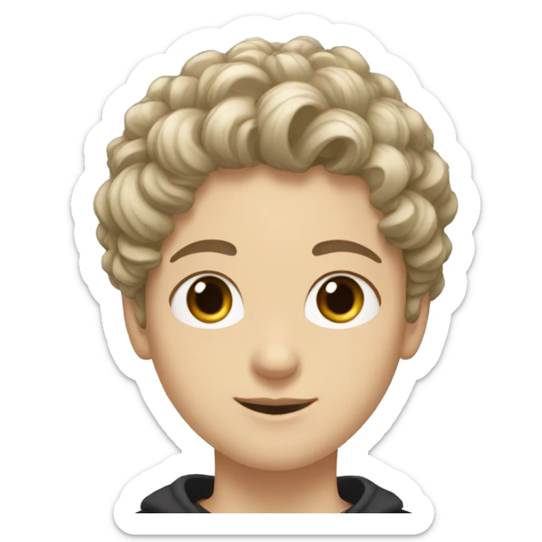 young white European guy with curly black hairs plus light skin girl hijab  sticker