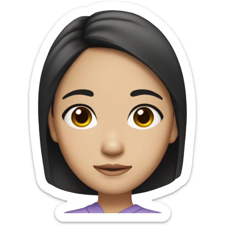Asian girl with slightly tan skin and black hair sticker