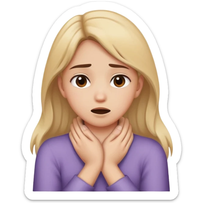 a girl with her hands crossed over her neck, choking herself  sticker