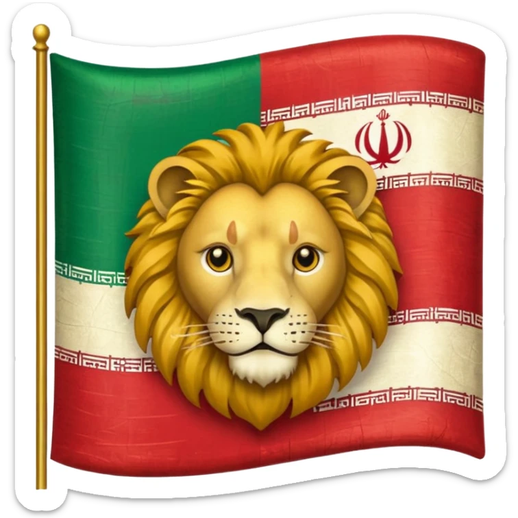 a flag emoji of the old iranian flag that has a lion in the middle sticker
