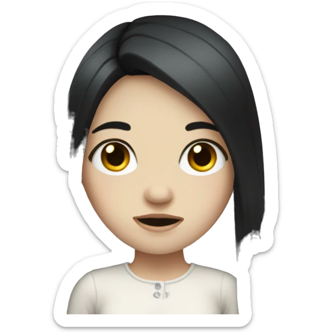 Pale girl with long black hair with tears sticker