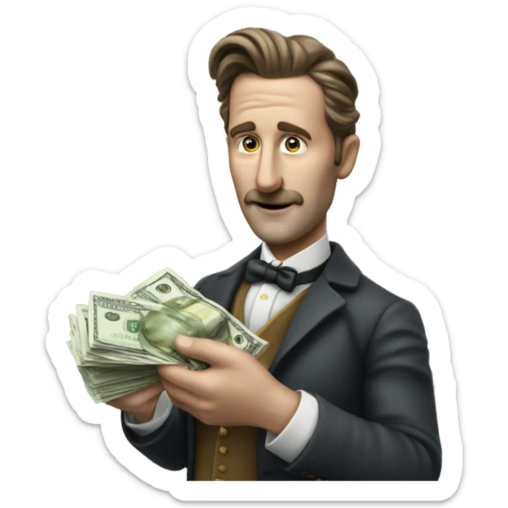Photorealistic A British gentleman with money pound in his hand sticker