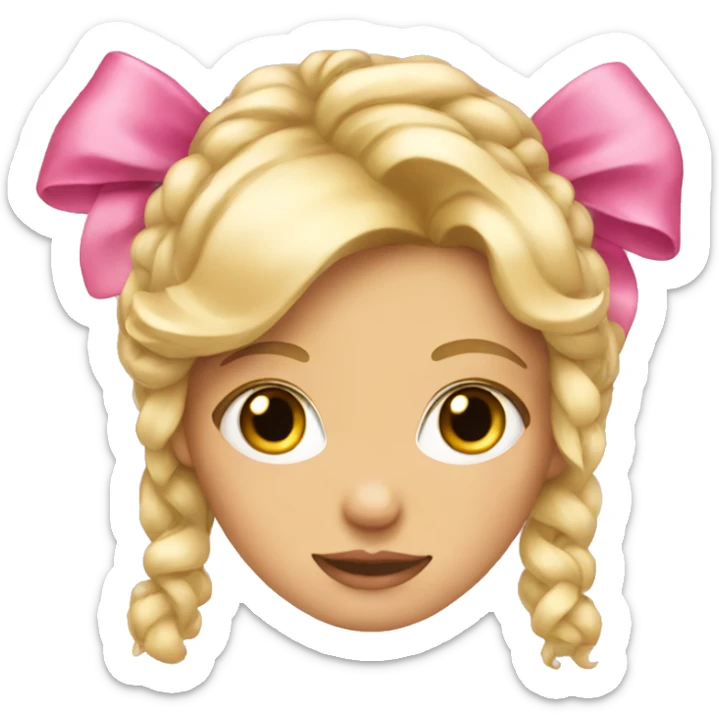 blonde girl with pink bows in her hair sticker