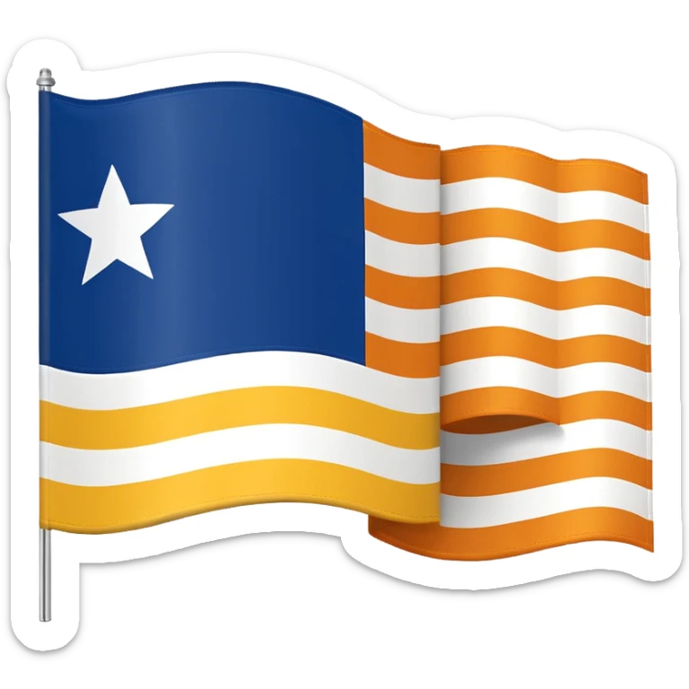 A flag whit darkblue, blue, white, yellow and orange and has 5 stripes white in the middle, blue in next to white left, yellow next to white right, orange next to yellow right, dark blue next to blue left sticker