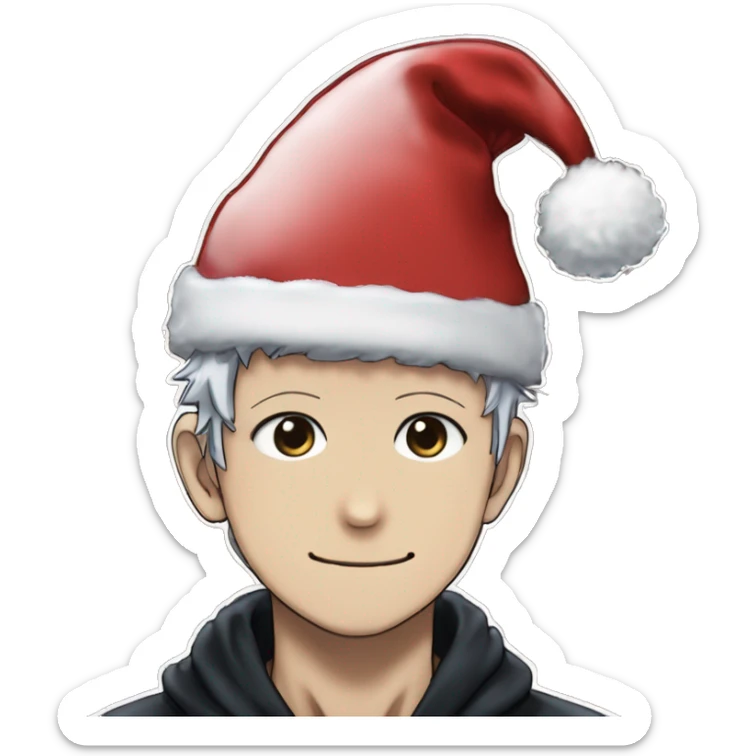 Satoru Gojo from Jujutsu Kaisen with a Christmas hat sticker