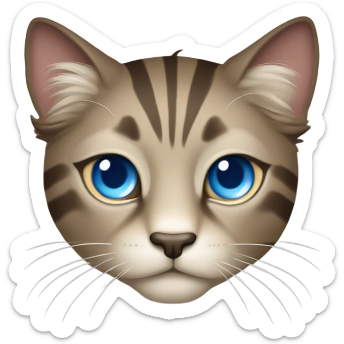 Birma cat with blue eyes, a dark brown Face like a Lion with stripes and a dark brown legs and the Rest ist Light beige  sticker