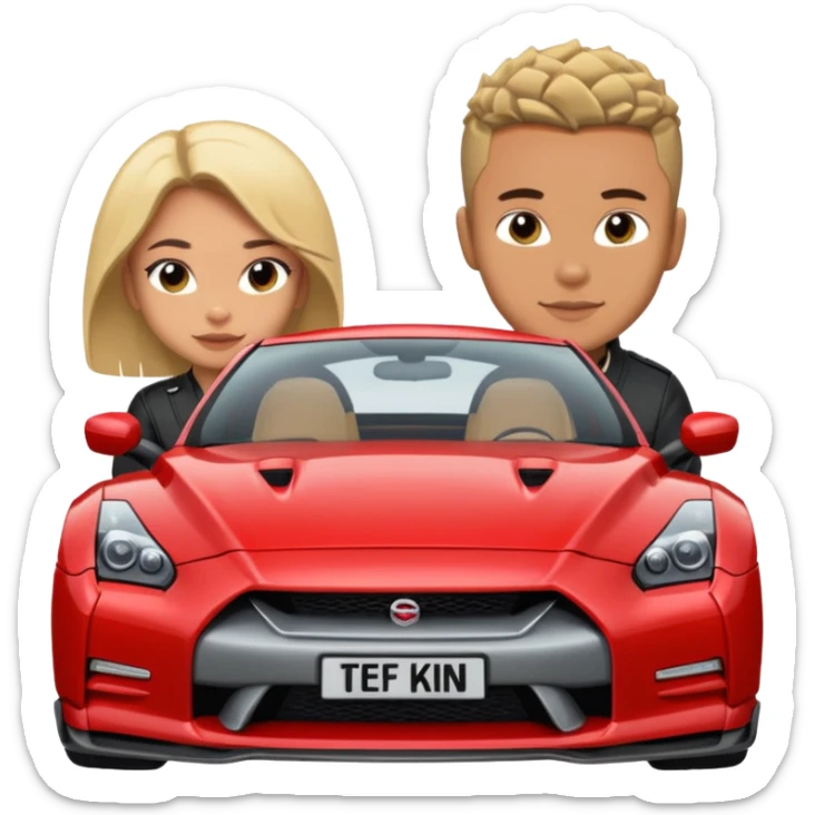 josh king jetset madrid the millionaire internet celebrity panel rank founder and instagram model girlfriend Tefi in Nissan GTR  sticker