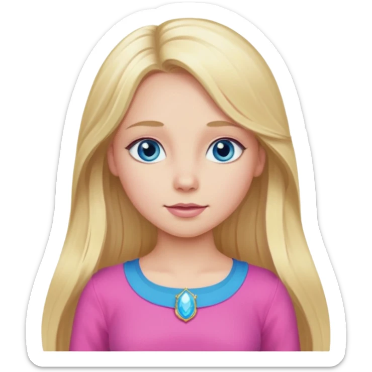 Aurora from Sleeping Beauty with long blonde hair, blue eyes, pink outfit sticker