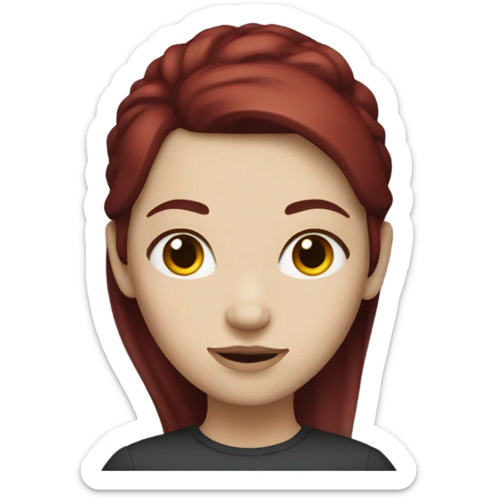 girl with white skin and dark red hair sticker