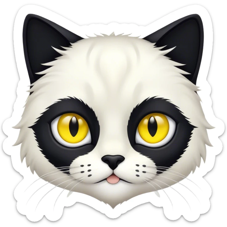chat noir et blanc, il noir partout sauf ses 4 pattes, une sorte de moustache au dessus de la bouche et la poitrine sticker