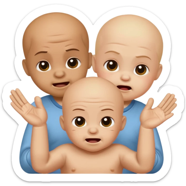 composed of 3 baby 67 brainrots, they all appear to have different emotions. The one on the middle appears to be happy doing the 67 hand gesture while blushing, the one on the right looks angry, looking to fight, and finally, the one on the left looks sad, tired. sticker