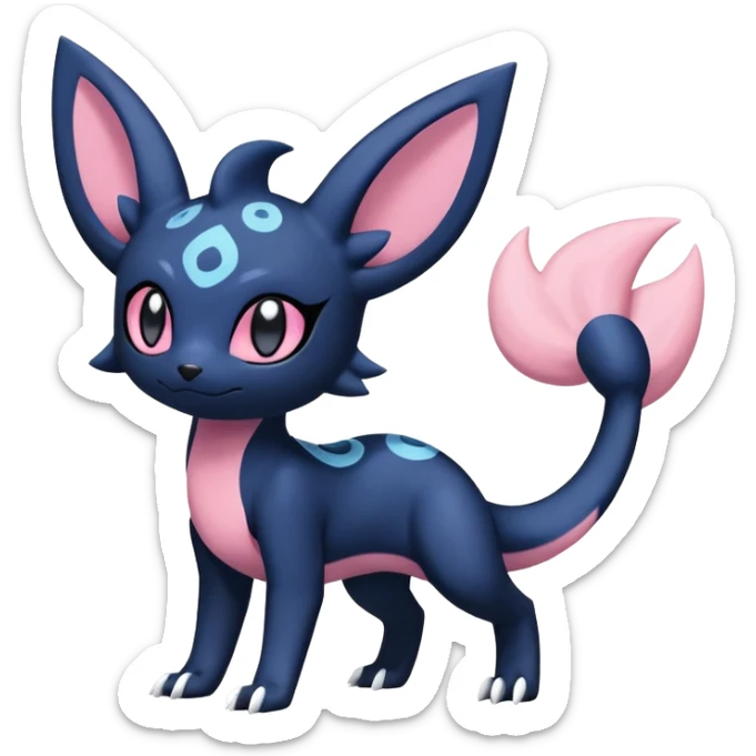 Nebulae Salandit-Meowstic-Umbreon-Fakémon-hybrid-creature (full body)  sticker