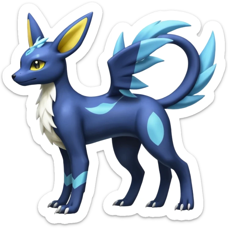 Manectric-Electrike-Lugia-Umbreon-Fakémon-hybrid-creature (full body), 4 legs sticker