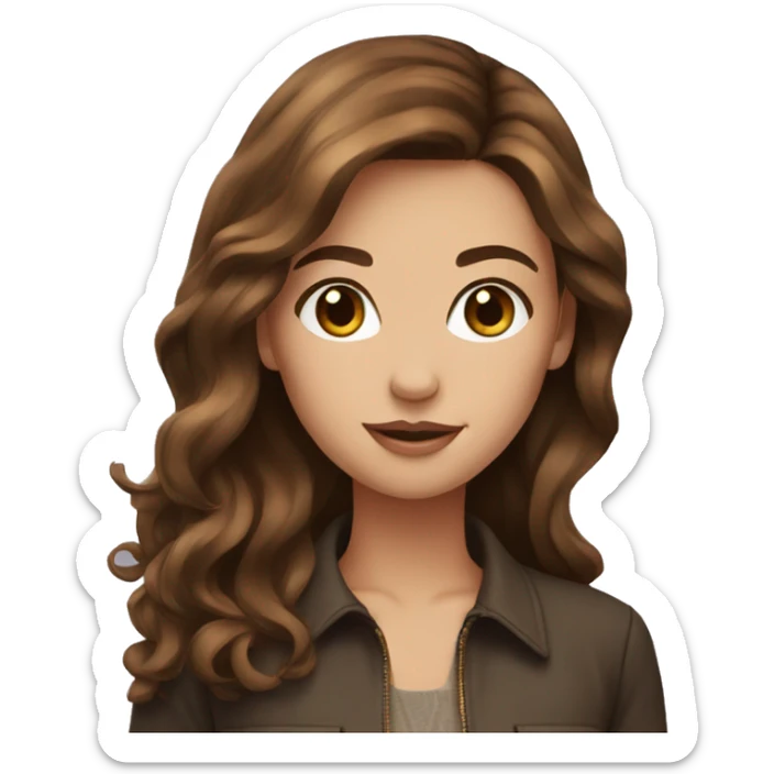 A beautiful girl with brown hair is fashionable sticker