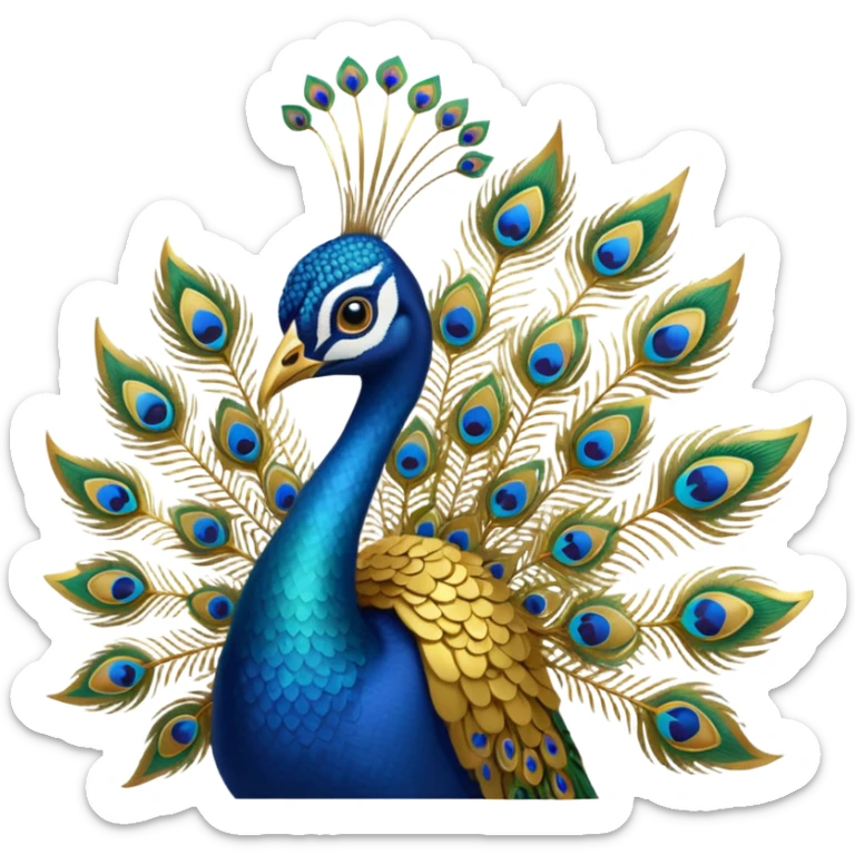 Peacock in full gold color even it's petal everything should be in gold sticker