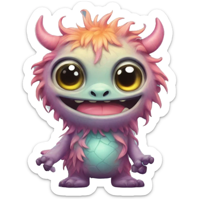 enchaintig world of whimsical and legandary cute monsters.magical creature.artistic sticker