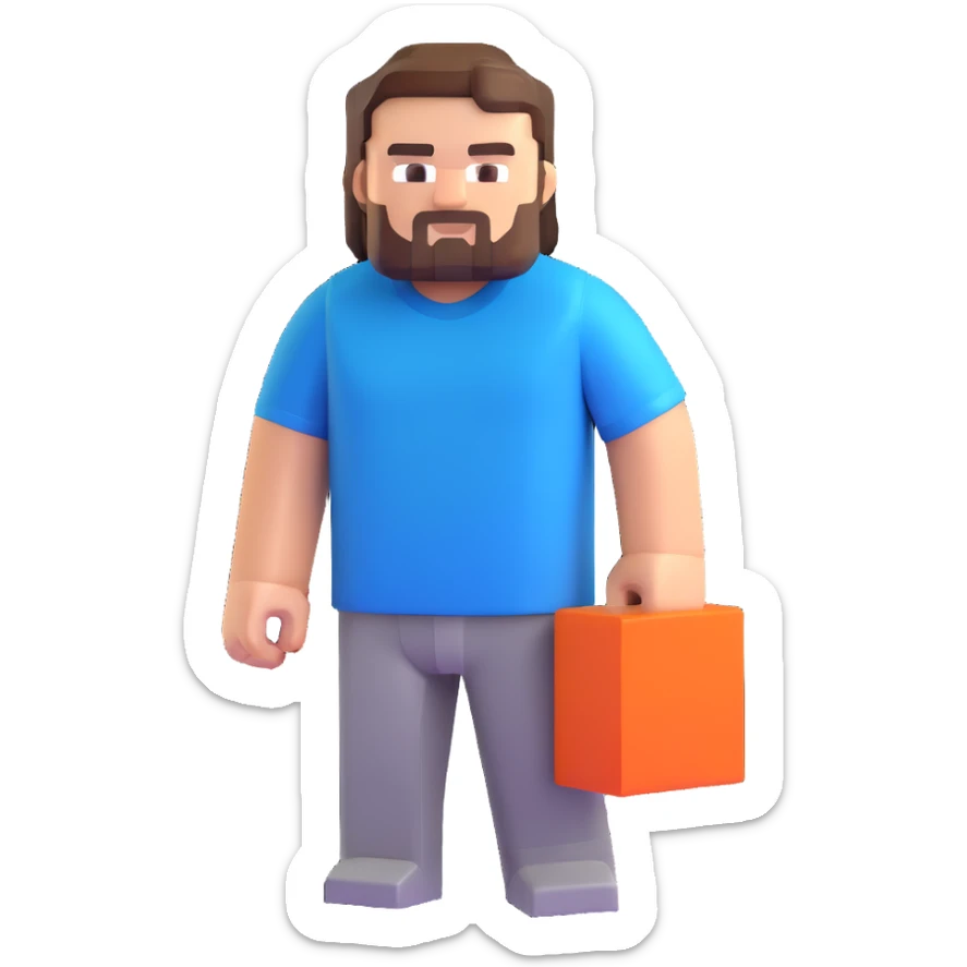 Minecraft character of Jack Black wearing a blue t-shirt sticker