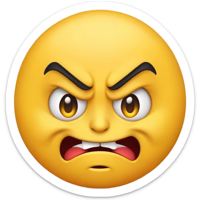 A very randomly angr emoji that looks like it would say "I'm going to tickle your toes" sticker