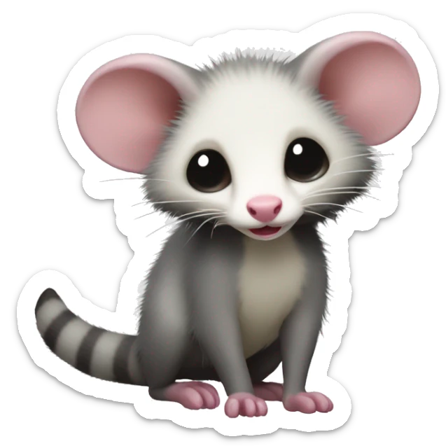an opossum emoji facing the side and showing its body, legs and tail sticker
